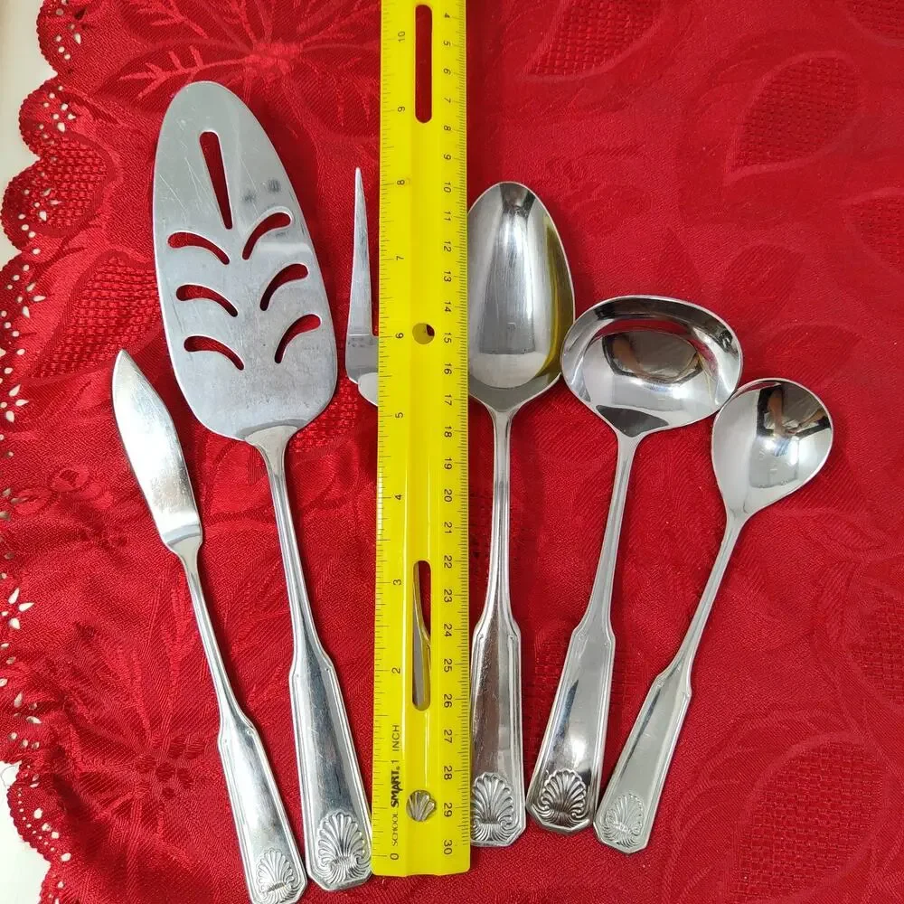 6X Serving Colonial Shell Stainless Ladle Spreader Pie Fork Korea